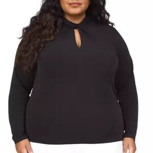 Michael Kors Twist Neck Top Women's Plus Size 1X Black Long Sleeve